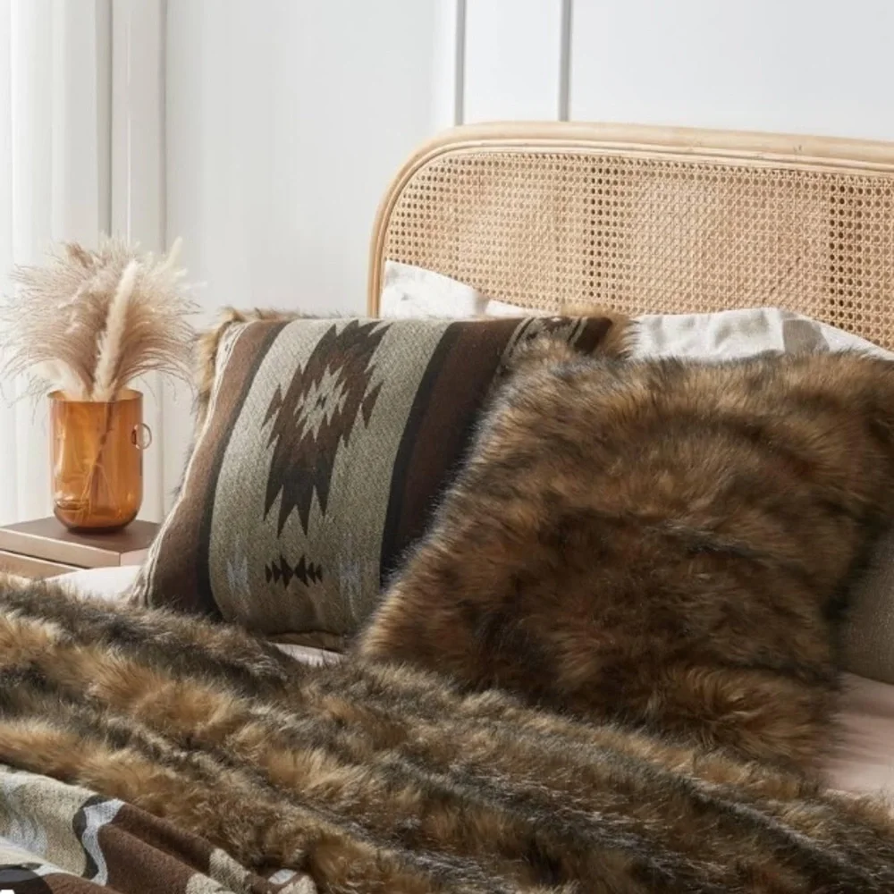 Pottery Barn 18” Square Faux Fur Down Filled Throw Pillow
